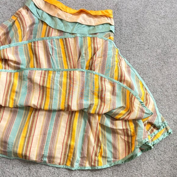 Odille Anthropologie Circle Swing Skirt Stripes Layered Cotton Silk US 2 - C2807 - Picture 11 of 14